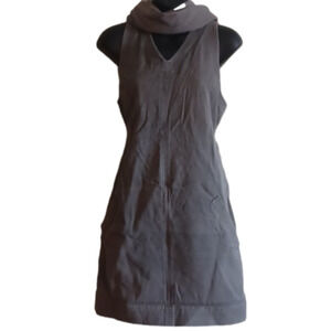 Kate Grey canvas Jumper dress.Size medium.  Ties in back,  pockets. Cargo?